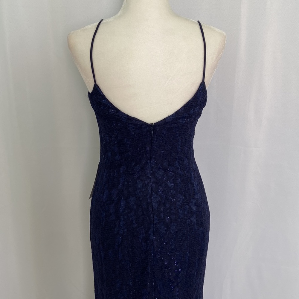JUMP Metallic Lace Spaghetti Strap Gown Dress - Picture 5 of 11